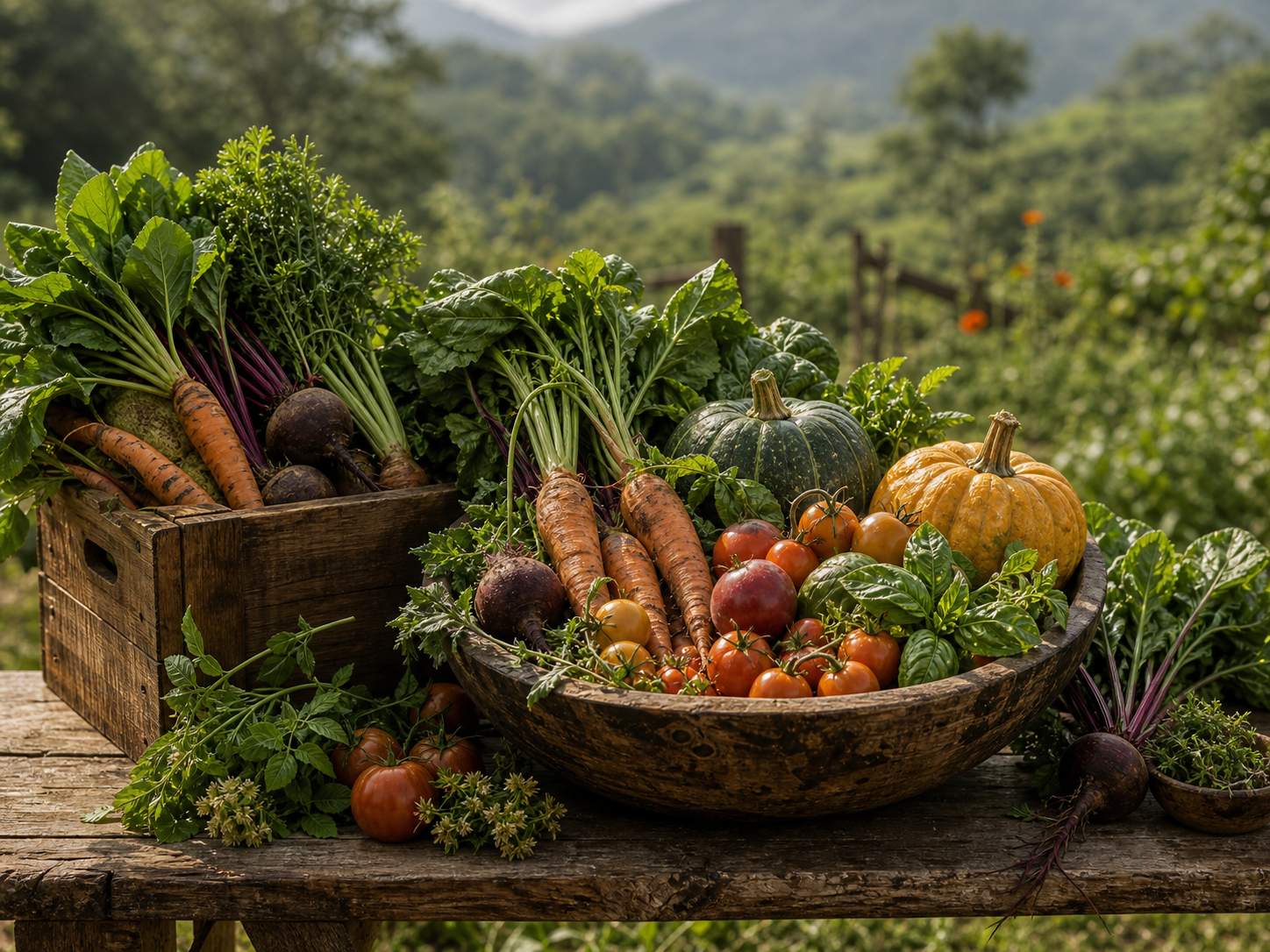 Fresh local vegetables and herbs
