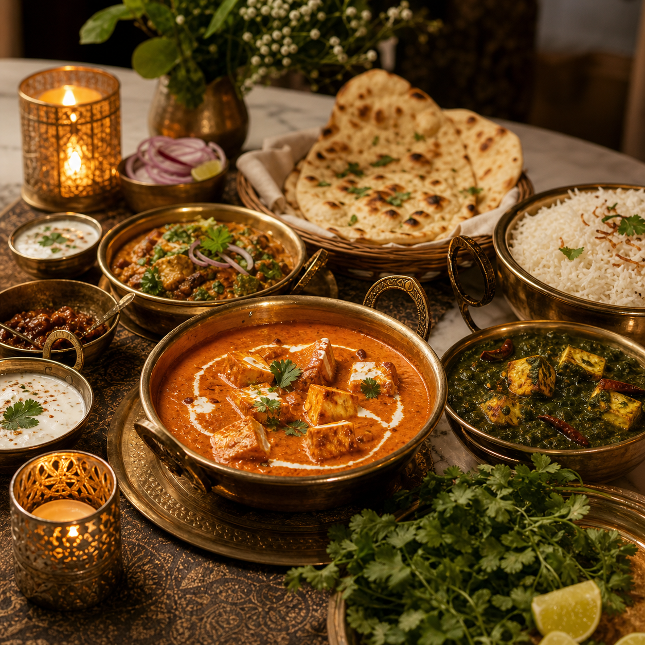 North Indian curry spread