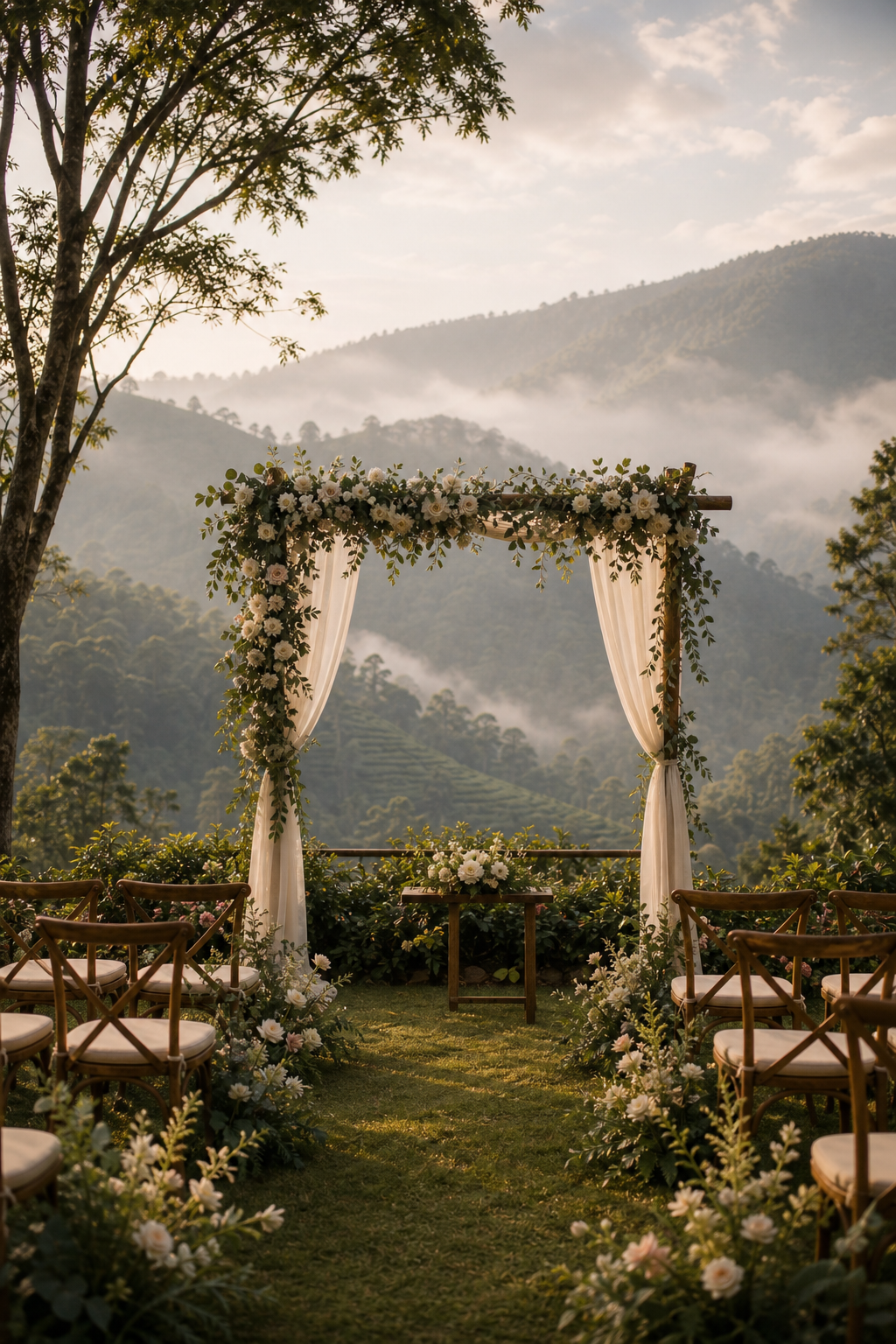 Hill wedding setup